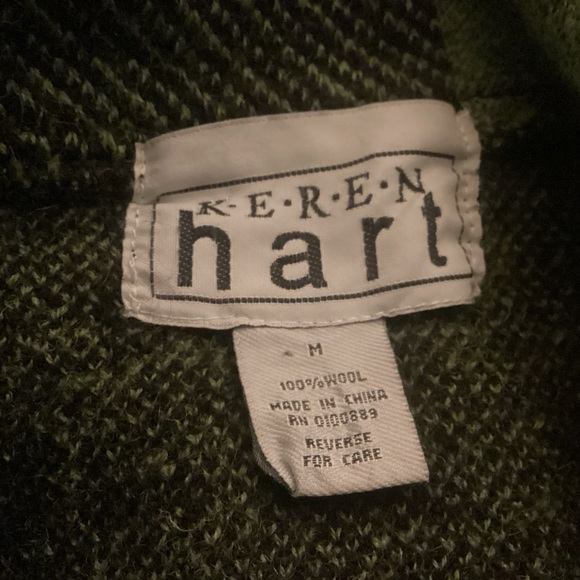 Green & Black Plaid cropped wool jacket womens size medium Keren Hart - Picture 6 of 8